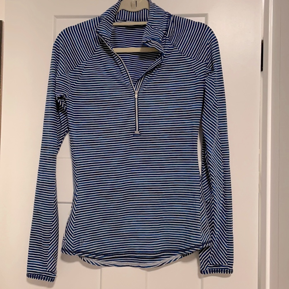 Blue stripped long sleeve half zip